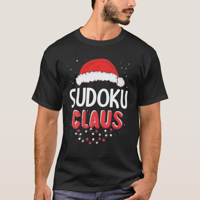 Camiseta Sudoku Santa Claus Figurino de Natal (Frente)