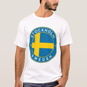 Camiseta Suecia, autocolante, círculo