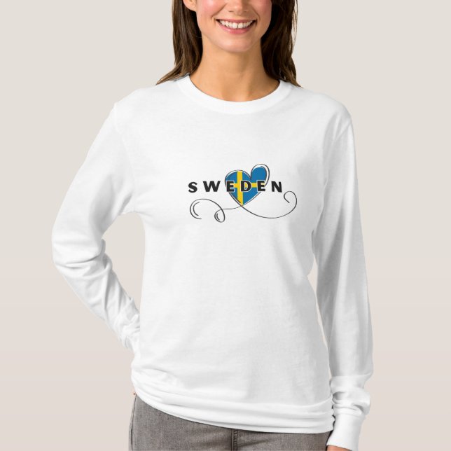 Camiseta Suecia de amor moderno Sinalizador sueco Souvenir (Frente)
