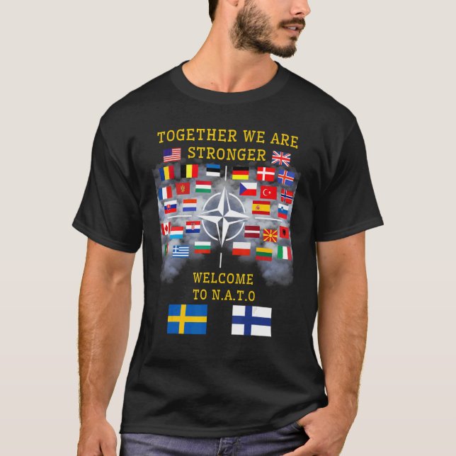 Camiseta Suecia De Bem-Vindo E Finlândia Na Nato Juntos Som (Frente)