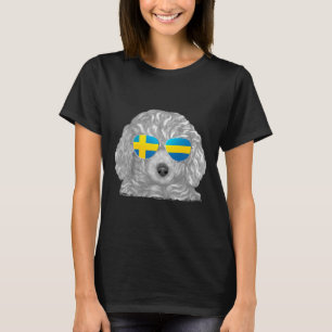 Camiseta Suecia de Cachorro Castanho Sinalizador Óculos esc
