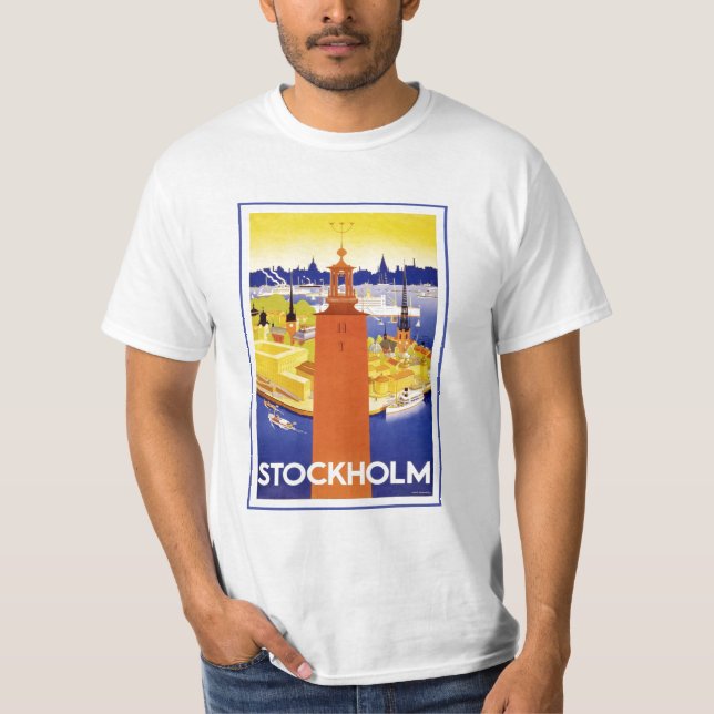 Camiseta Suecia de Éstocolmo do vintage (Frente)