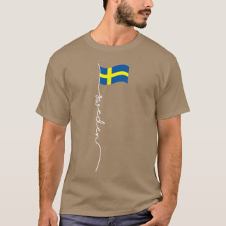 Camiseta Suecia Signature Flag Pole Elegante Patriótico Sue