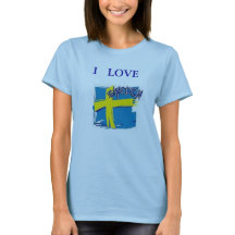 CAMISETA SUECIA SINALIZADA AZUL E AMARELO EU AMO