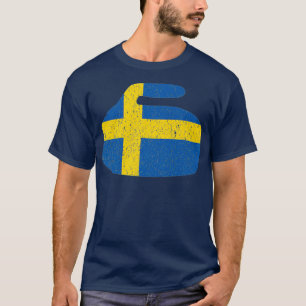 Camiseta Suecia Sinalizador Curling Rock Sueco Curling Prem