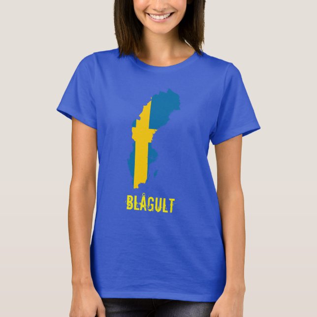 Camiseta Suecia Sinalizador Mapa Blågult T-Shirt (Frente)