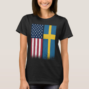 Camiseta Suecia Sueca Americana Bandeiras Orgulhosas dos EU