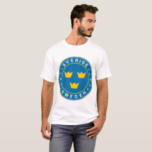 Camiseta Suecia, Sverige, 3 coroas, adesivo, círculo