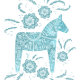 Camiseta sueco Dala Horse Teal Green (Dala Horse artwork close up view)