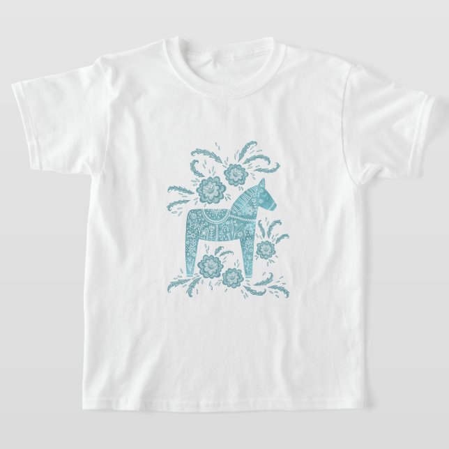 Camiseta sueco Dala Horse Teal Green Viking (Postura )