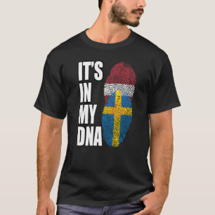 Camiseta Sueco E Letão Mistos De DNA Heritage Flag Premium