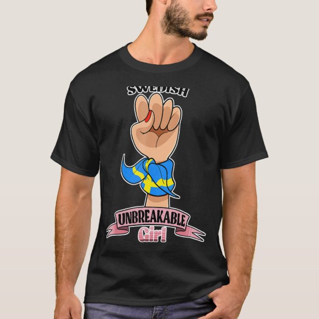 Camiseta Sueco Garota Inquebrável Eu Sou Patrimônio Sueco E (Frente)