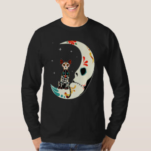 Camiseta Sugar Skull Cat Moon Dia De Los Muertos Halloween