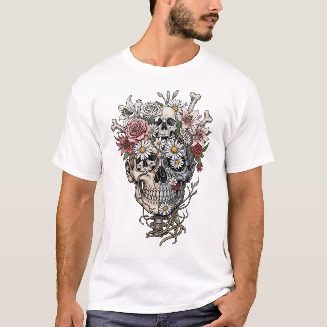 Camiseta Sugar Skull Dia De Los Muertos Dia dos Mortos (Frente)