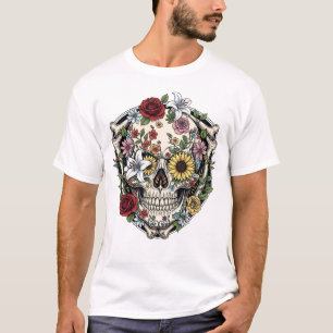 Camiseta Sugar Skull Dia De Los Muertos Dia dos Mortos