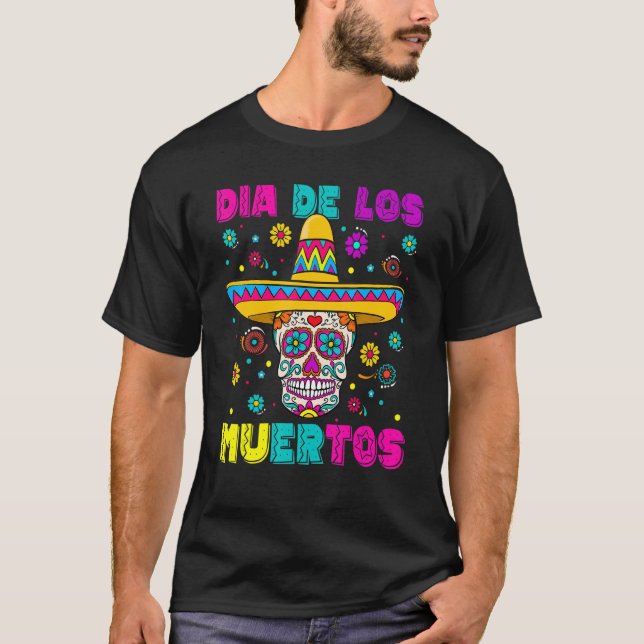 Camiseta Sugar Skull Dia de Los Muertos Dia Mexicano do (Frente)