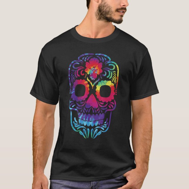 Camiseta Sugar Skull Dia De Los Muertos Halloween Figurume  (Frente)
