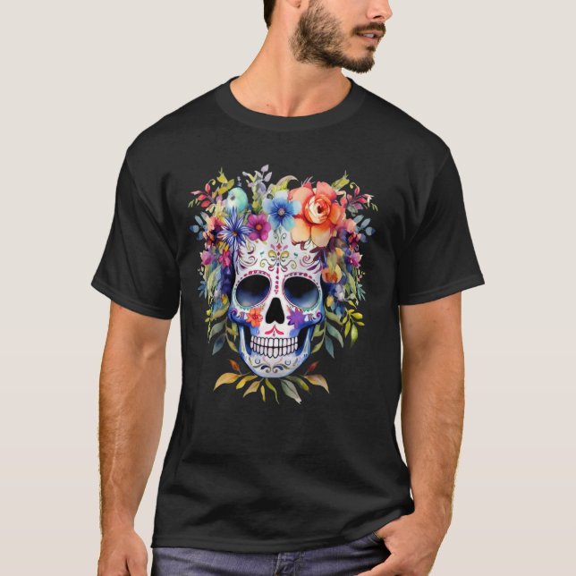 Camiseta Sugar Skull Dia De Los Muertos La Catrina Day Of T (Frente)
