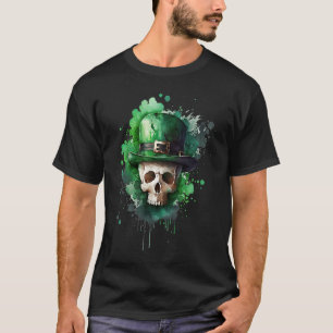 Camiseta Sugar Skull Dia de São Patrício Irlandês Leprechau