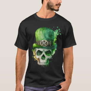 Camiseta Sugar Skull Dia de São Patrício Irlandês Leprechau