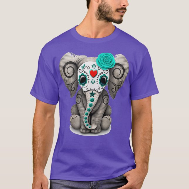 Camiseta Sugar Skull Elephant T shirt Day Of The Dead (Frente)
