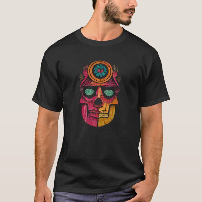Camiseta Sugar Skull Hand Illustration Simple Drawn Calaver (Frente)