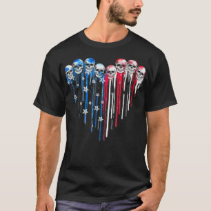 Camiseta Sugar Skull Heart American Flag 4 De Julho Patrio