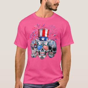 Camiseta Sugar Skull Óculos solares Fogos de artifício Band