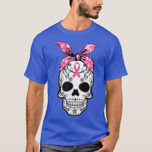 Camiseta Sugar Skull Pink Ribbon Calavera Breast Cancer