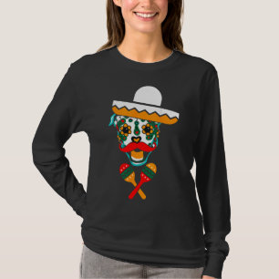 Camiseta Sugar Skull Pitbull Sombrero Mustache Maracas Lega