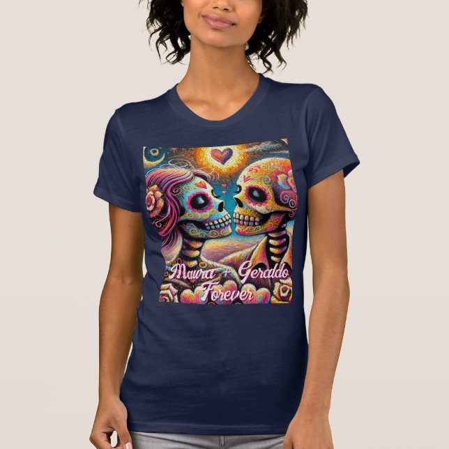 Camiseta Sugar Skulls in Love Chalk Pastel Personalized (Frente)