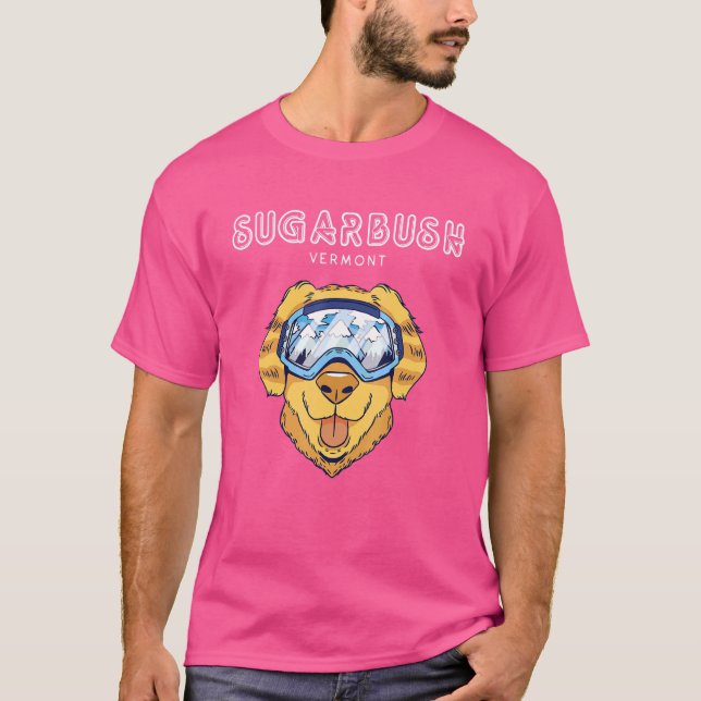 Camiseta Sugarbush Vermont - Cachorros Engraçados Esquiar G (Frente)