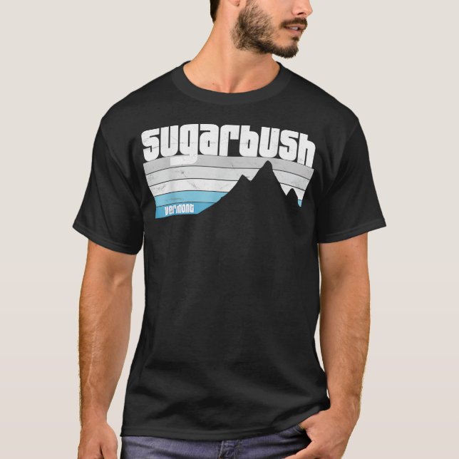 Camiseta Sugarbush VT Vermont Retro Montanhas Esquiando Sno (Frente)