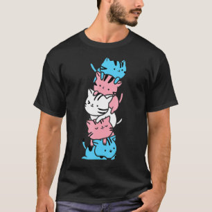 Camiseta Sugestão De Sinalizador Lgbt De Pilha De Gato Tran
