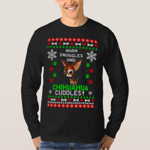Camiseta Sugestões Quentes E Chihuahua Cudles De Natal Swea