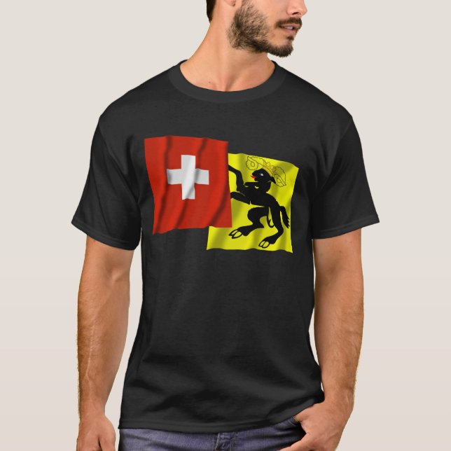 Camiseta Suiça & bandeiras de ondulação de Schaffhausen (Frente)