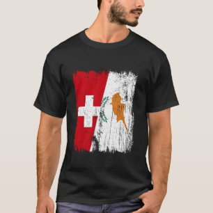 Camiseta Suíça Chipre Meia Bandeira Patrimônio Suíço-Ciprio