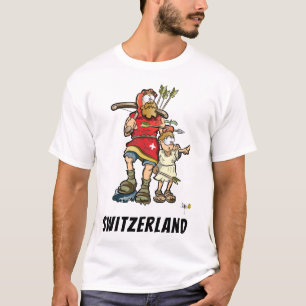 Camiseta suíça com William Tell, seu filho e uma