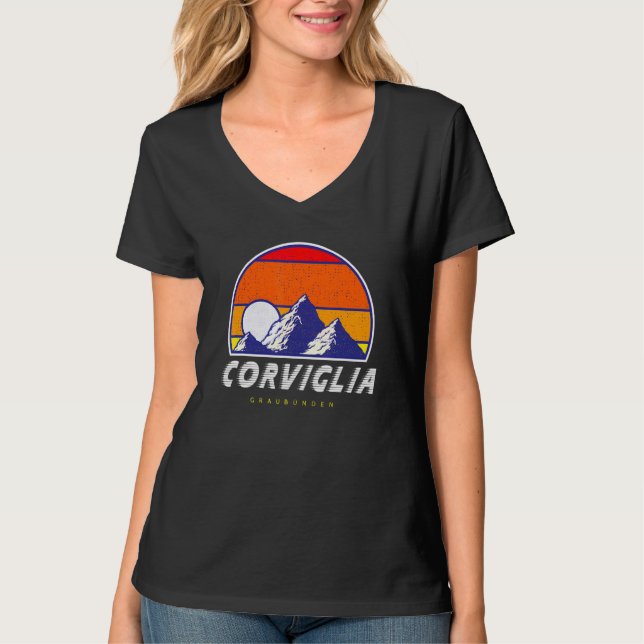 Camiseta Suiça Corviglia Graubünden Retro 80s Ski Ho (Frente)