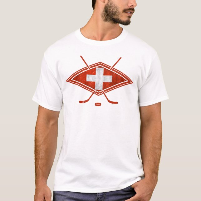 Camiseta Suiça de Hóquei no Gelo na Suíça (Frente)