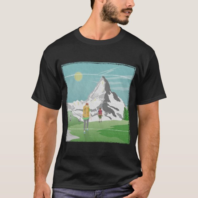 Camiseta suiça de poster de viagens matterhorn (Frente)