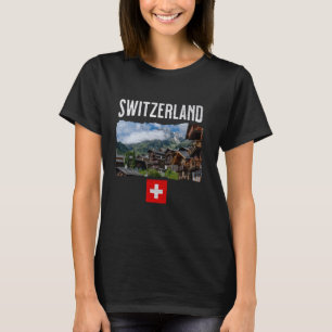 Camiseta Suiça Flag Vintage Aldeia Alpina Histórica