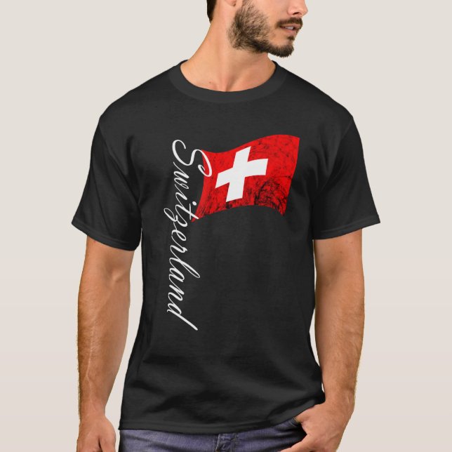 Camiseta Suiça Flag Vintage Swiss Flag Schweiz Swiss (Frente)