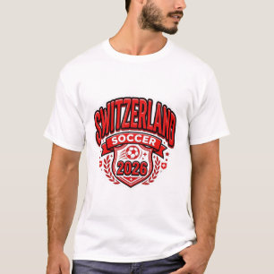 Camiseta Suíça Futebol 2026 Futebol Negrito País Tipogr