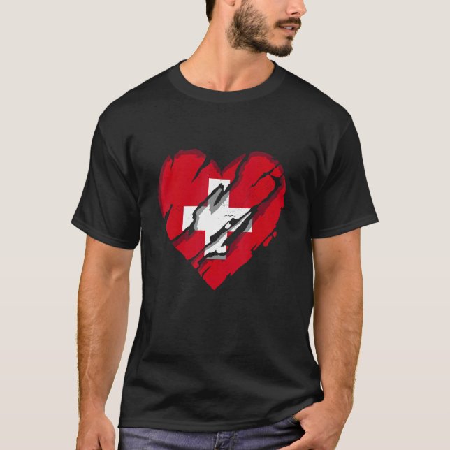 Camiseta Suiça Heart Swiss Flag Pride 1 (Frente)