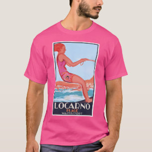 Camiseta suiça Locarno Watersport Poster de viagens 1928
