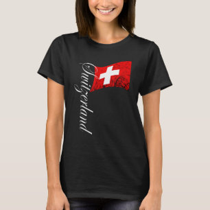 Camiseta Suiça Sinalizador do Orgulho Suíço Vintage Swiss F