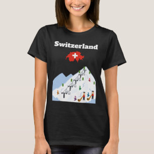 Camiseta Suíça Viagem de Esqui Lembrança Amante de Esqui Ba