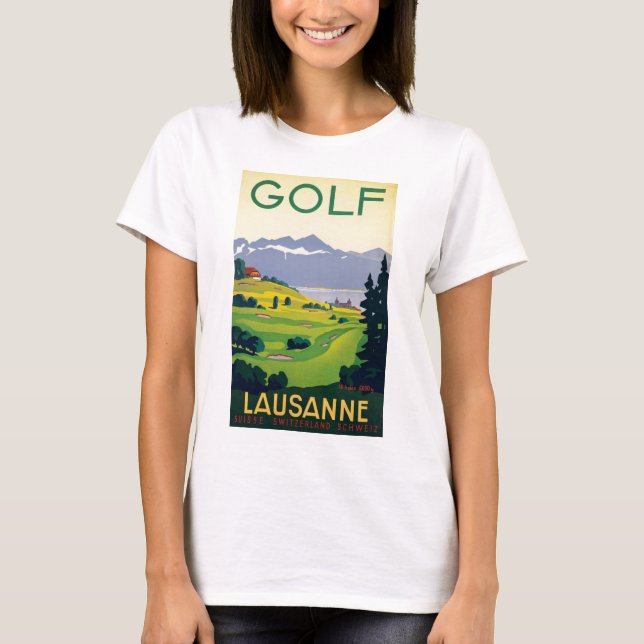 Camiseta Suiça Vintage Golf Lausanne City Lake (Frente)