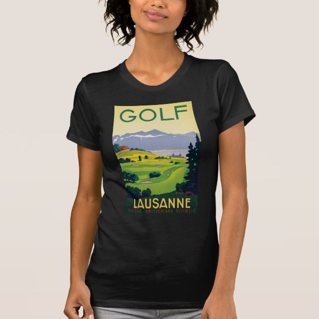 Camiseta Suiça Vintage Golf Lausanne City Lake (Frente)